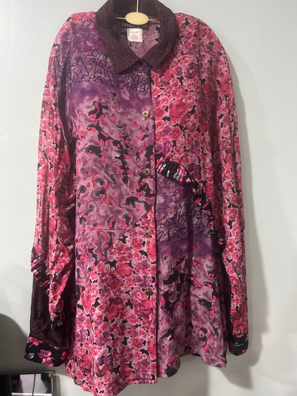 Carole Little Pink and Purple Floral Patchwork Blouse